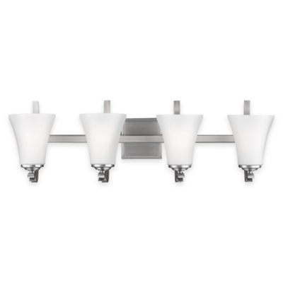 Feiss Summerdale 4-Light Bath Vanity in Satin Nickel with CFL Bulb - www.BedBathandBeyond.com
